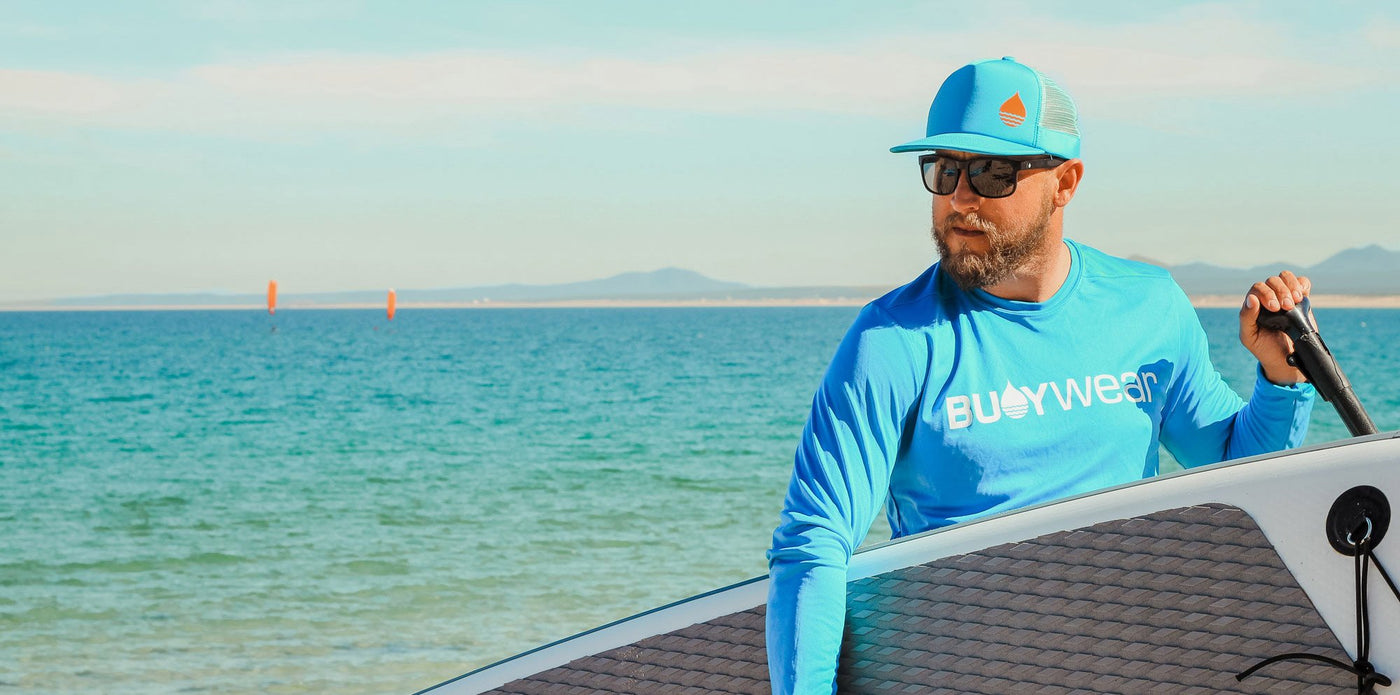 BUOY WEAR's floating hat, floating sunglasses and rash guard in La Ventana, Mexico.