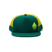 BUOY WEAR's seagreen floating, waterproof trucker hat with snapback, front.